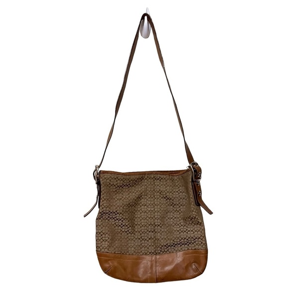 COACH SIGNATURE CROSSBODY BAG PURSE F10416 BROWN LEATHER - Picture 3 of 16